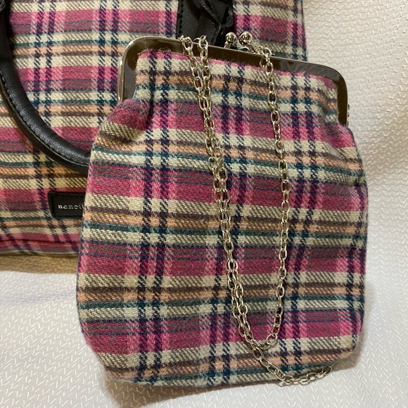 2 piece set Nanette LePore Satchel and crossbody purse Pink Buffalo Check - Picture 3 of 10